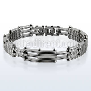 sb197 matte polished steel multi layered link bracelet