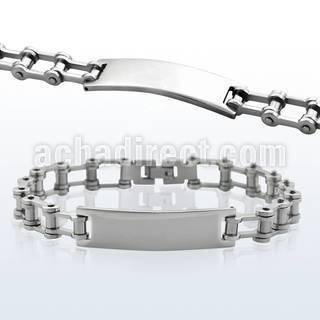 sb54 steel chain bracelet with nameplate in high polish