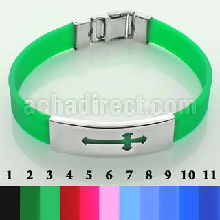 sbl18 brazalete banda piel color placa brillo espejo acero inoxidable signo cruces cortadas distribuidor