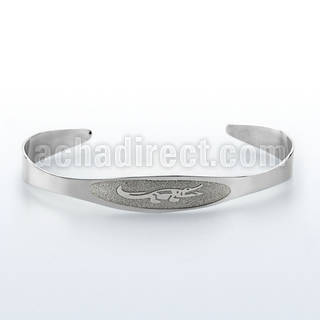 sbr2 matte steel bangle bracelet with lacoste crocodile