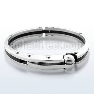sbr99 stainless steel rubber accented bracelet in high polish