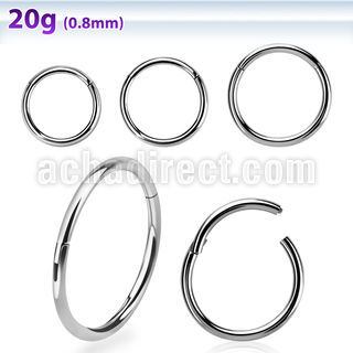 segh20 high polished 316l steel hinged segment ring, 20g