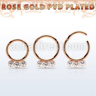 seghr16f aro segmento bisagra acero quirurgico chapado oro rosa cristales