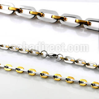 sgnk4 chain necklace w alternating gold steel links
