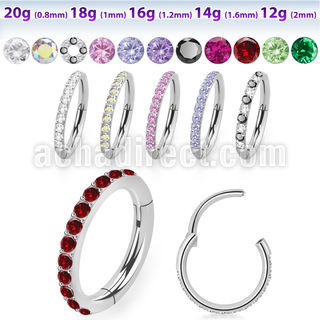 sgsh10 316l steel hinged segment ring cz stones