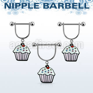 snpod10 barbell pezon estribo acero quirurgico bolas 5mm cupcake pintado colgado al por mayor