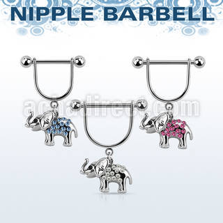 snpod13 barbell pezon estribo acero quirurgico bolas 5mm elefante colgado cristal distribuidor mayorista