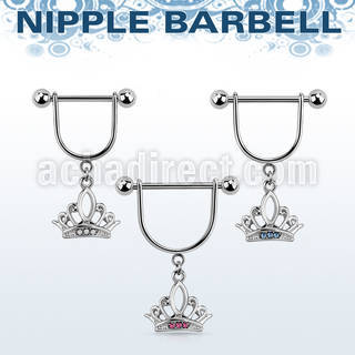snpod14 barbell pezon estribo acero quirurgico bolas 5mm corona cristal distribuidor
