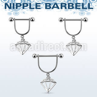snpod5 barbell pezon estribo acero quirurgico bolas 5mm diamante liso colgado al por mayor