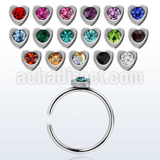 snr3 aro nariz clip acero quirurgico corazon cristal diametro 8mm distribuidor