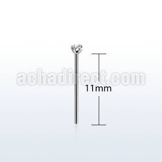 sny22z2 steel bend it nose stud, 22g  w 2mm prongset cz stone