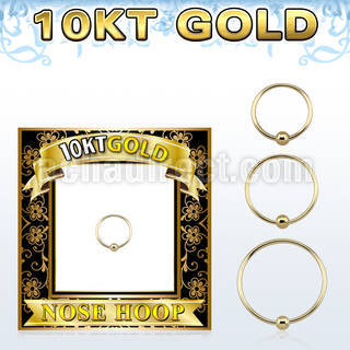 solid 10k gold endless nose hoop w ball