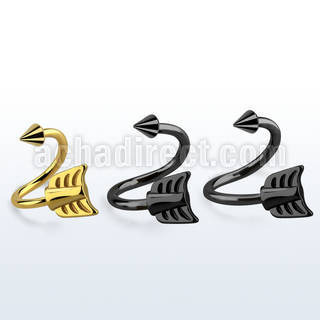 sp16taw espiral ceja acero 316l pvd cono acero 3mm final acero flecha venta