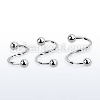 sp20b 316l steel eyebrow spiral with two 3mm balls