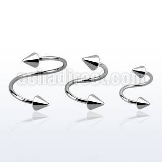 sp20cn 316l steel spiral 20g 0 8mm w two 3mm cones