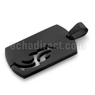 spdk14 black stainless steel pendant with laser cut tribal