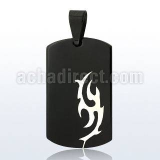 spdk5 colgante placa identificacion perro acero inoxidable negro tribal mayorista