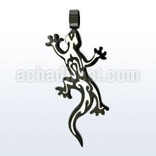 spdk9 black plated stainless steel lizard design pendant