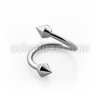 spe2nh 316l steel eyebrow spiral with two 3mm spear cones