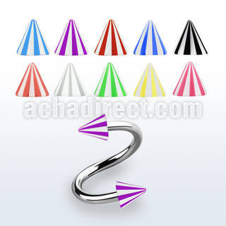 spebcn 316l steel eyebrow spiral with acrylic beach ball cones