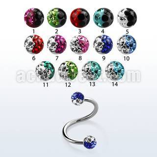 spefr3e espiral acero quirurgico ceja labio bolas multi cristal ferido 3mm colores al por mayor