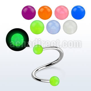 speglb espiral ceja acero quirurgico bolas acrilicas brillan oscuridad 3mm venta