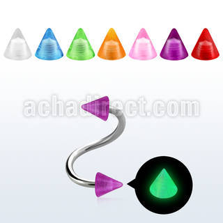 speglcn 316l steel eyebrow spiral with 3mm acrylic glow cones