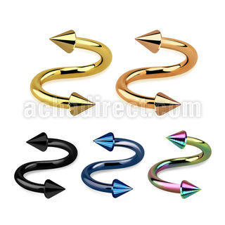 spetcn25 anodized surgical steel spiral with two 2 5mm cones