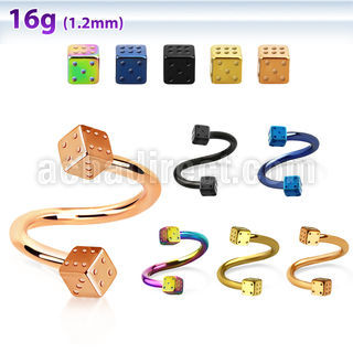 spetdi anodized 316l steel eyebrow spiral with 3mm steel dice