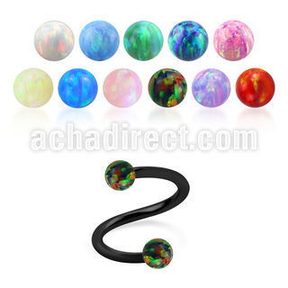 spetop3 anodized 316l steel spiral w 3mm synthetic opal balls