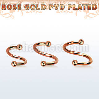 spettb2 espiral ceja acero 316l pvd oro rosa bolas 2mm al por mayor