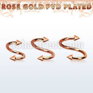 spettn25 espiral ceja acero 316l pvd oro rosa conos 2 5mm distribuidor mayorista