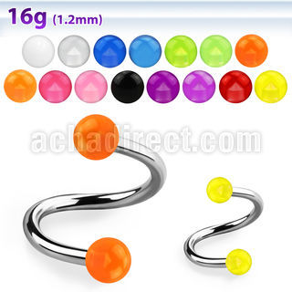 speuvb surgical steel eyebrow spiral with two 3mm uv balls