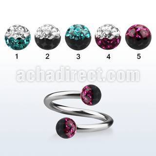 spfr5e espiral acero quirurgico bolas multi cristal ferido 5mm colores mayorista