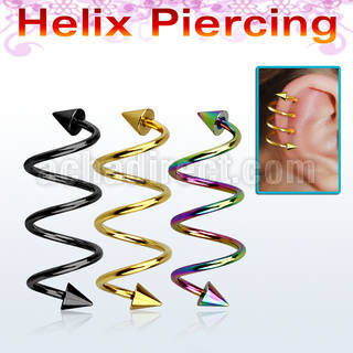 sphetcn piercing espiral helix acero quirurgico triple pvd conos 4mm mayorista