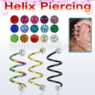 sphetfr pvd tri 316l steel helix spiral piercing w ferido ball