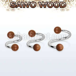 spsw5 espiral organica barra acero 316l bolas madera sawo 5mm mayorista