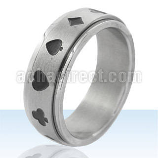 sr116 anillo giratorio acero inoxidable brillo espejo juego cartas negro al por mayor