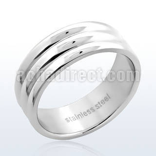sr123 anillo triple acanalado ancho acero inoxidable brillo espejo distribuidor
