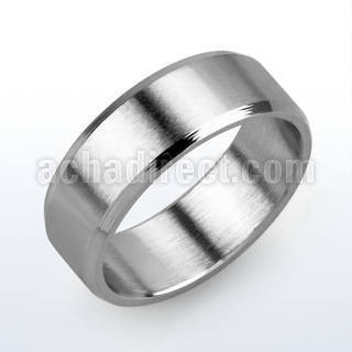 sr145 anillo banda ancha acero inoxidable mate lados biselados grabables brillo espejo al por mayor