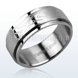sr155 anillo giratorio acero inoxidable mate dragon chino brillo espejo al por mayor