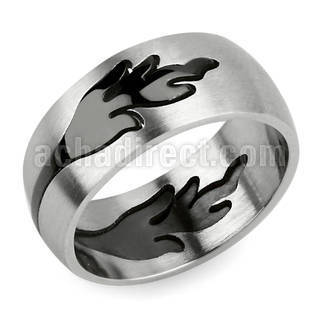 sr170 anillo cuadriculado acero inoxidable mate llama negro distribuidor