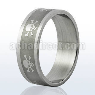 sr202 matte stainless steel carving ring w skull armbones