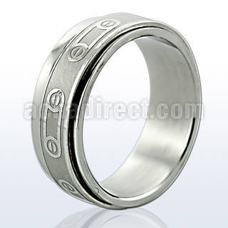 sr272 matte stainless steel spinner ring w safety pin design
