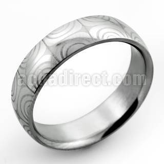 sr298 anillo acero inoxidable mate estampado caleidoscopio mayorista