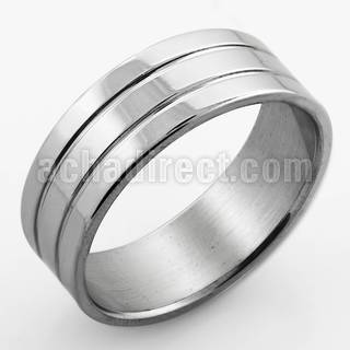 sr314 anillo grabable acero inoxidable brillo espejo doble ranura central mayorista