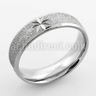 sr328 matte stainless steel ring with diamond cuts asterisk