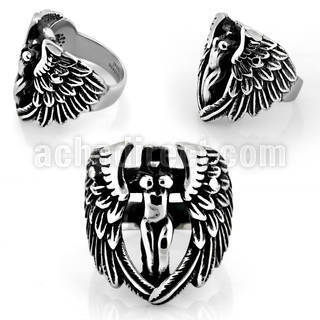 sr341 anillo acero 316l virgen decapitada desnuda alas brillo espejo distribuidor mayorista