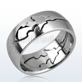 sr93 anillo acanalado acero inoxidable mate floral cortado mayorista