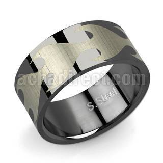 srb43 anillo acero inoxidable anodizado negro llamas tribal mayorista
